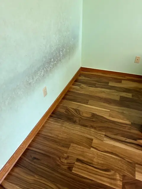 Wood flooring with natural grain variation in a bedroom corner